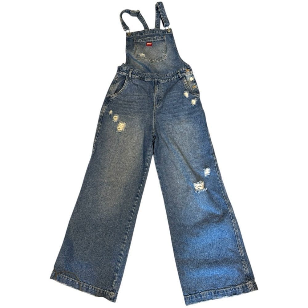 Stop Jeans Blue Denim Distressed Overalls